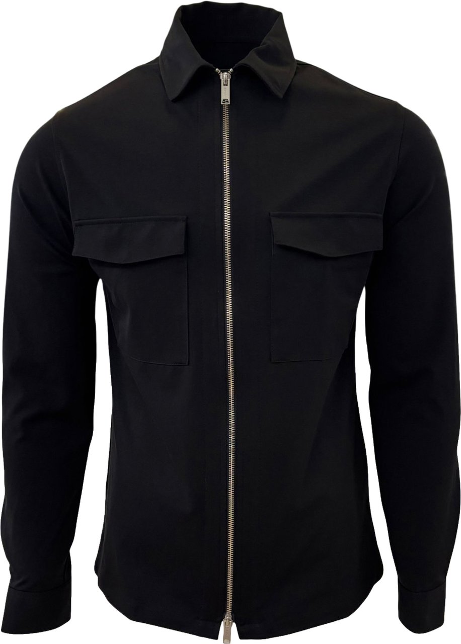 Genti Oaks shirt jacket zip zwart Zwart