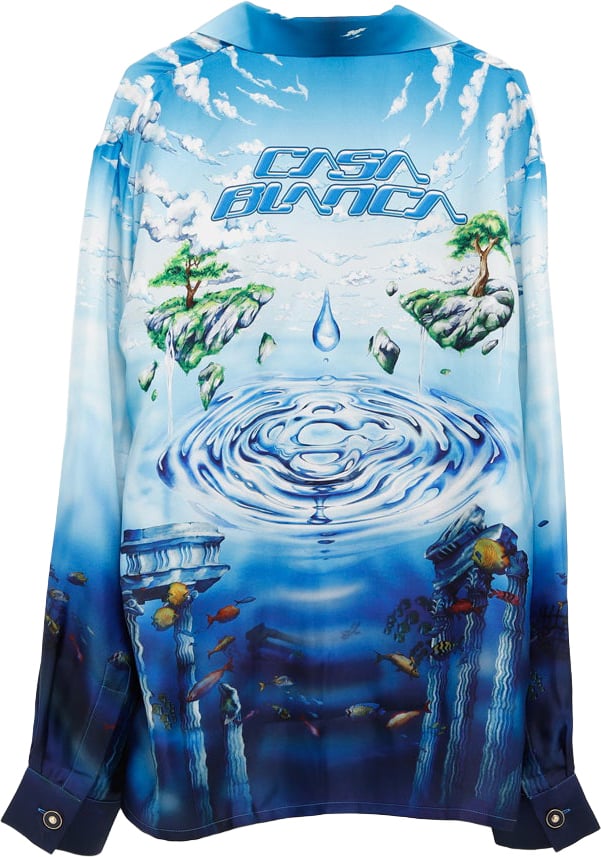 Casablanca hemd in zijde Blauw