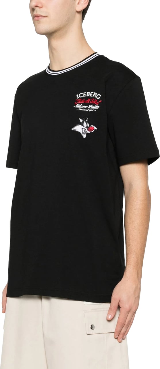 Iceberg T-shirt Black Sylvester Zwart