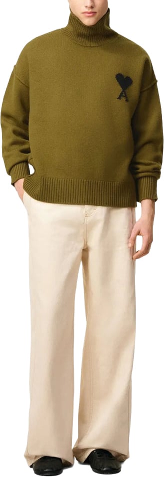 AMI Paris knitwear heart kahki black Groen