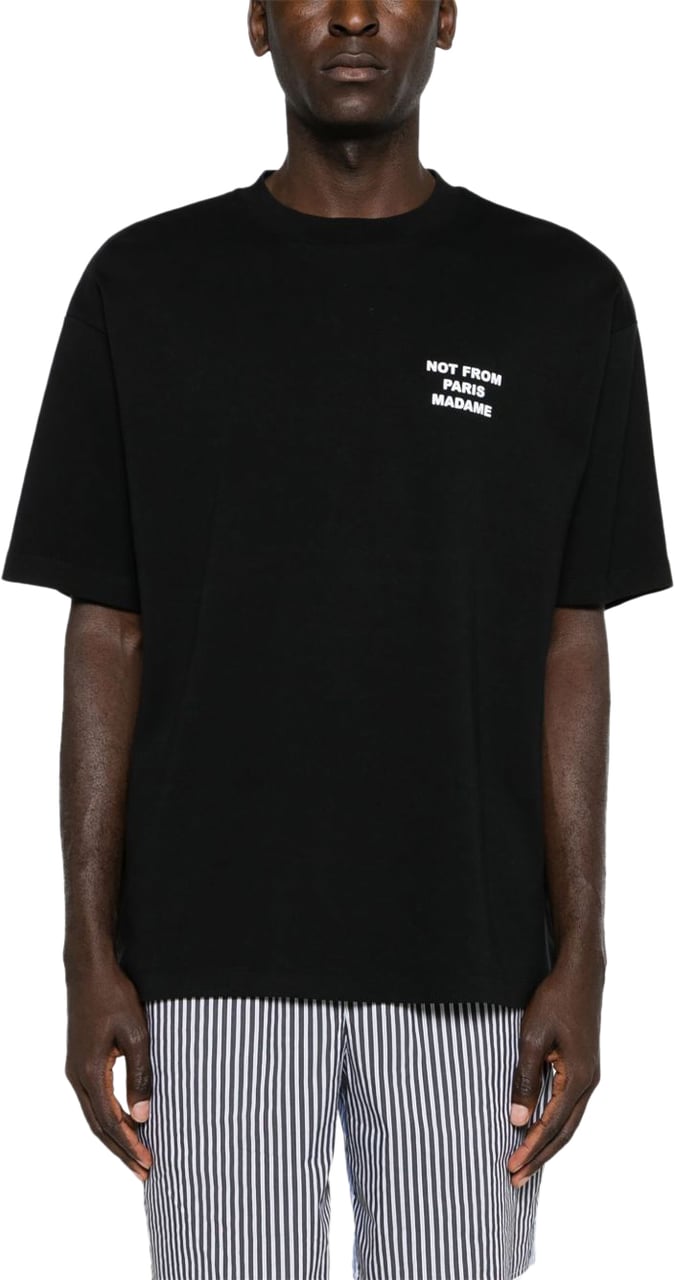 Drôle de Monsieur Heren Slogan T-Shirt Zwart Zwart