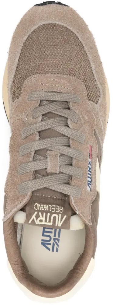 Autry baskets reelwind en daim a empiecements beige marron autry Bruin