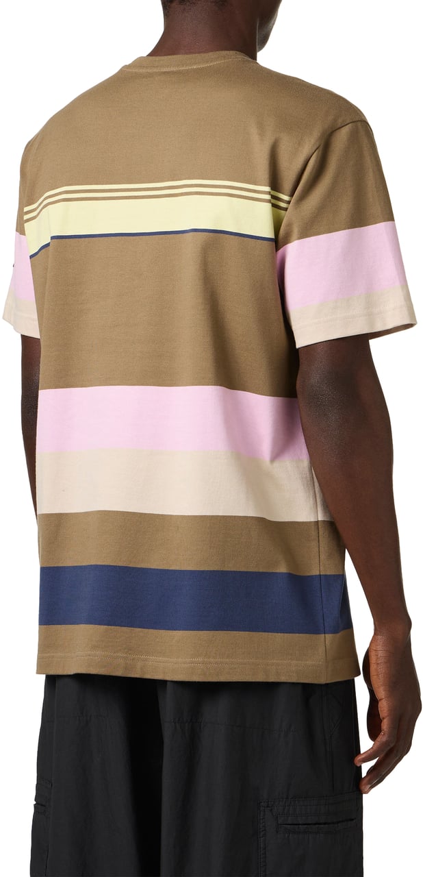 Iceberg Green background striped cotton jersey T-shirt in a relaxed fit with Portable Hole print Beige