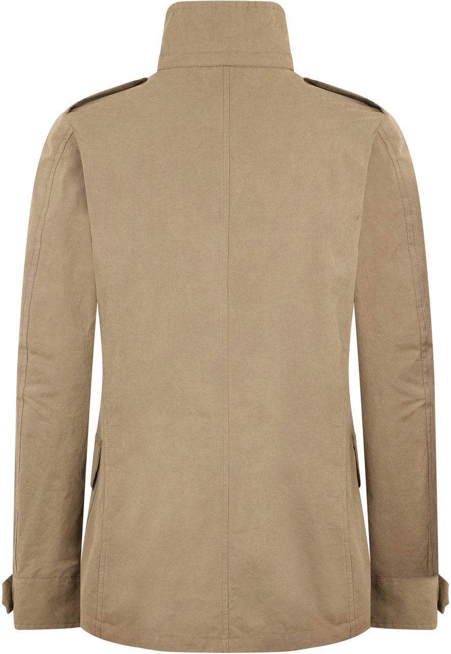 Moorer Beige jack met zakken en hoge kraag Neutraal