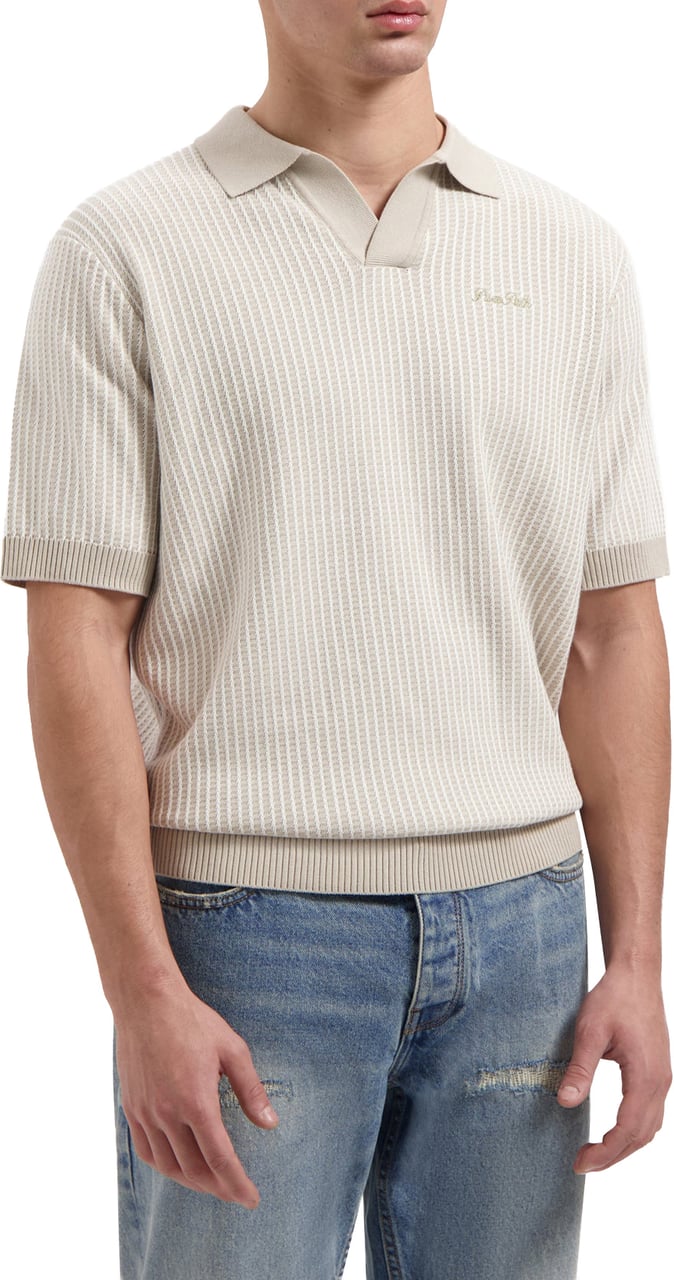 Pure Path Ladder stitch Polo Knit 26010807 Taupe