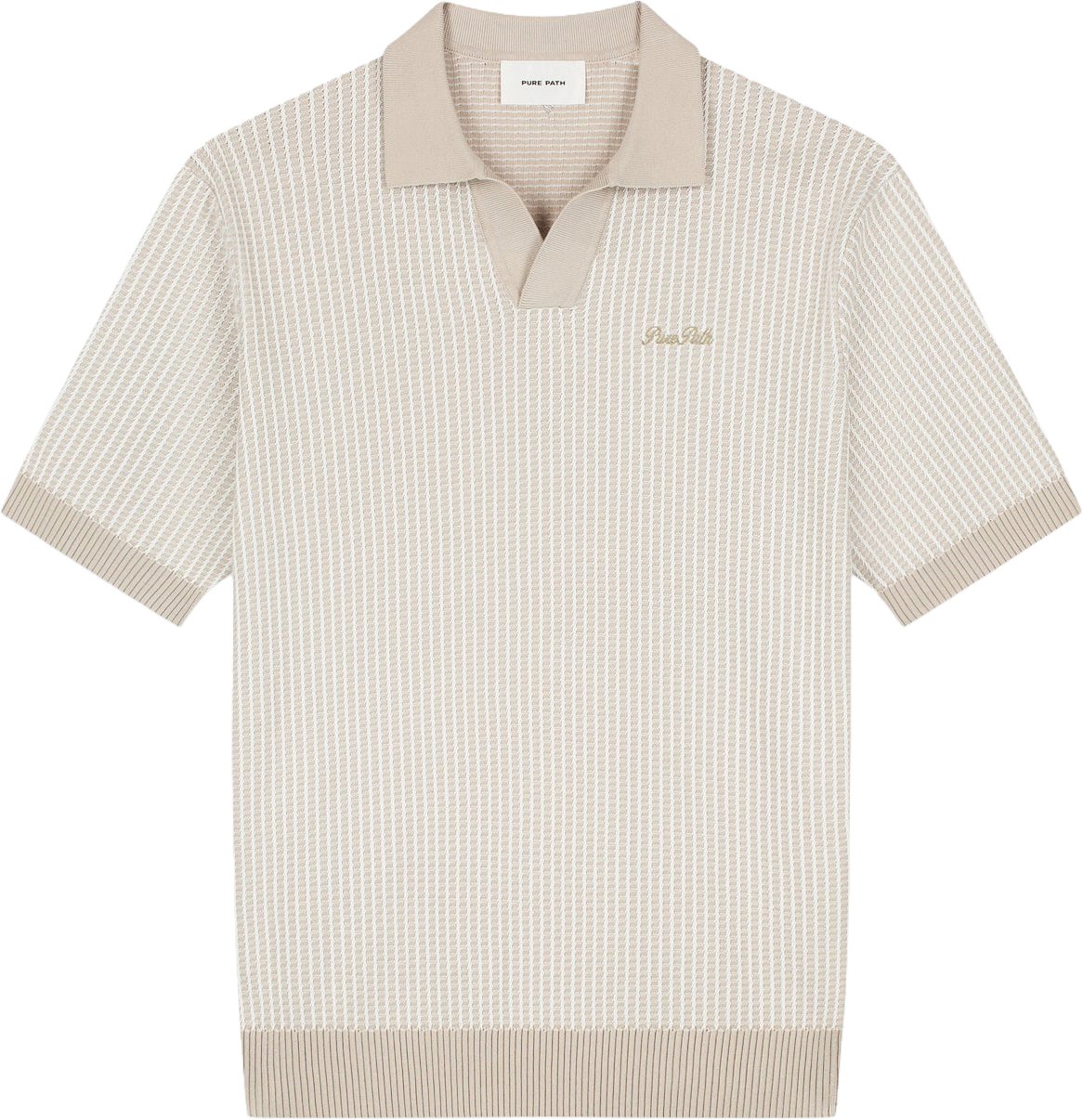 Pure Path Ladder stitch Polo Knit 26010807 Taupe