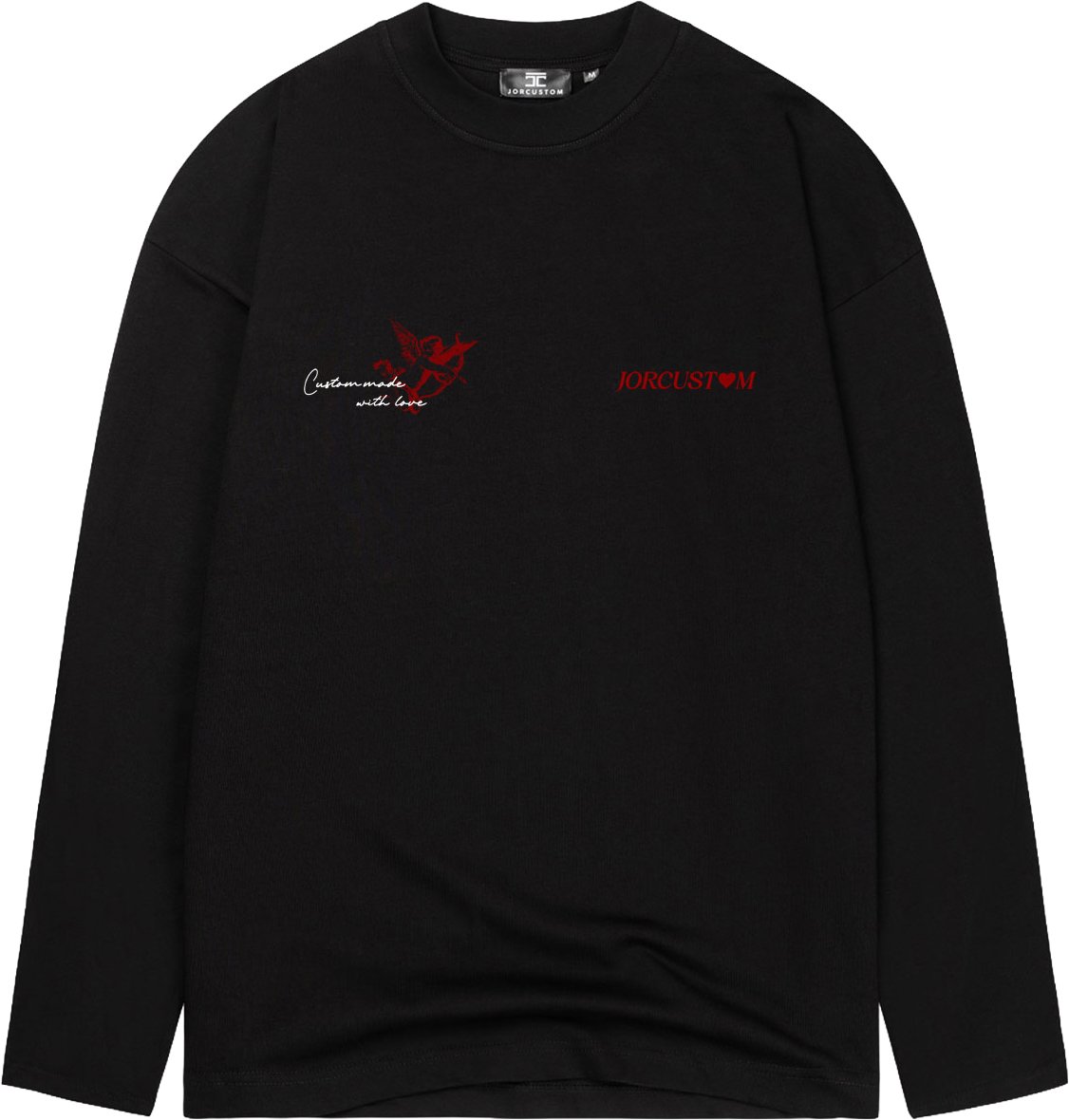 JORCUSTOM Heart Longsleeve T-Shirt Black Zwart