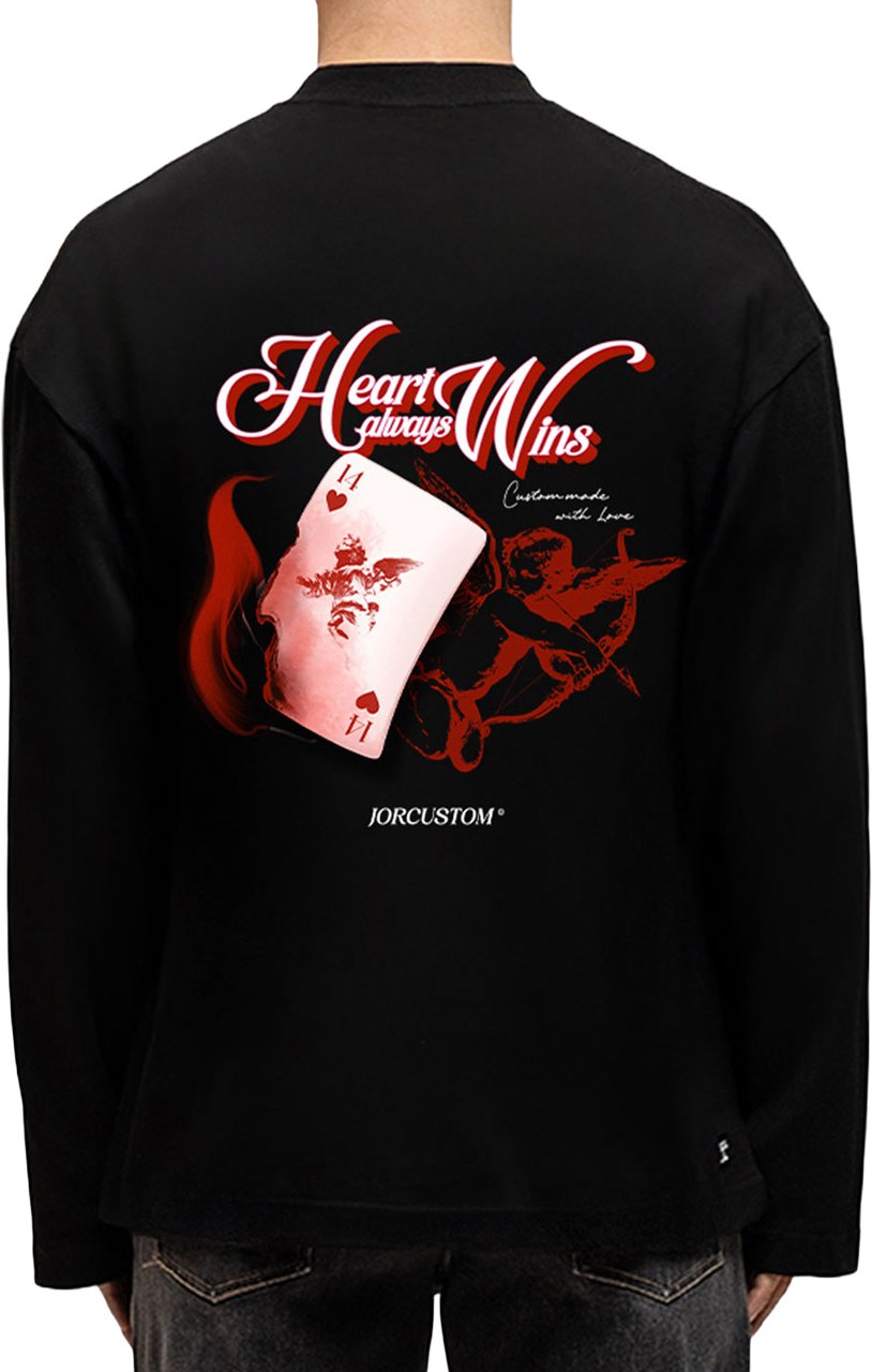 JORCUSTOM Heart Longsleeve T-Shirt Black Zwart