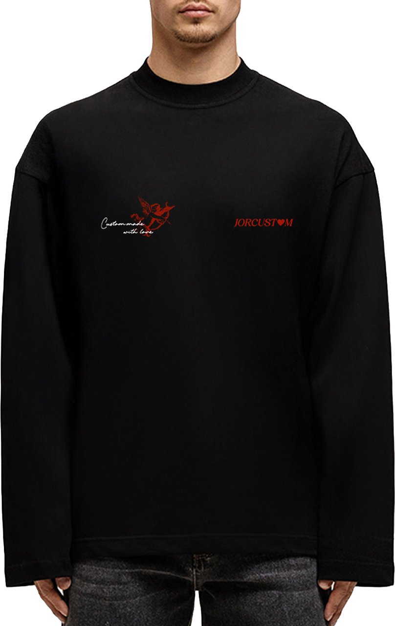 JORCUSTOM Heart Longsleeve T-Shirt Black Zwart