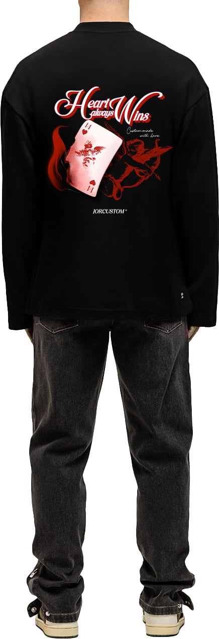 JORCUSTOM Heart Longsleeve T-Shirt Black Zwart