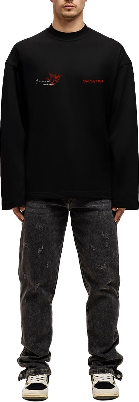 JORCUSTOM Heart Longsleeve T-Shirt Black Zwart