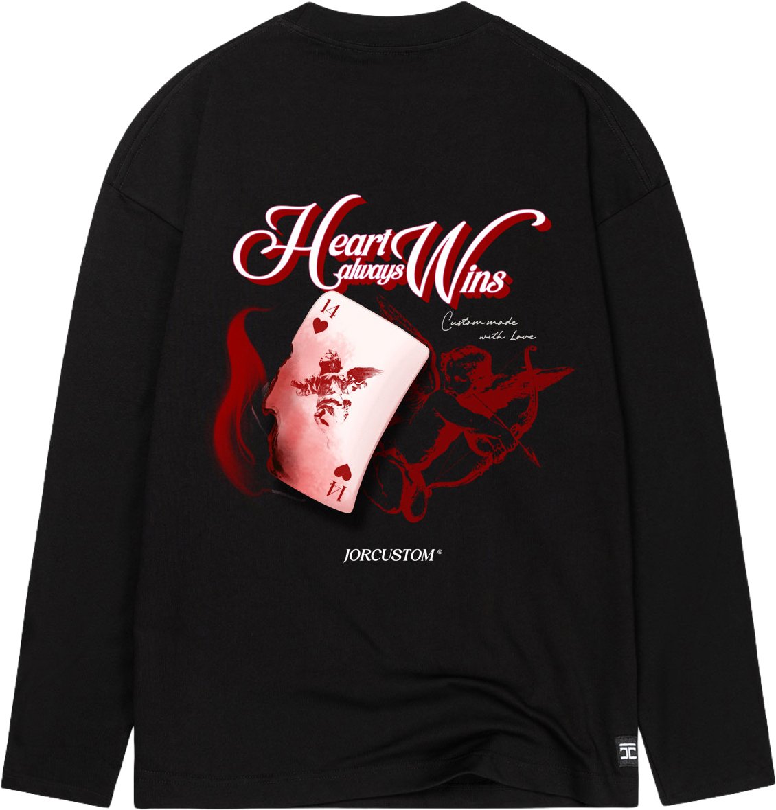 JORCUSTOM Heart Longsleeve T-Shirt Black Zwart