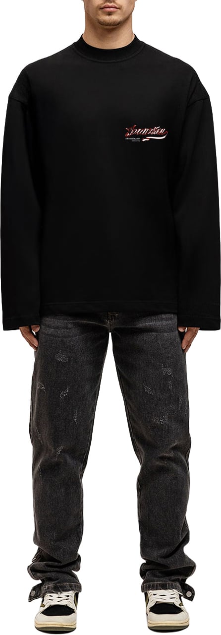 JORCUSTOM Swirl Longsleeve T-Shirt Black Zwart