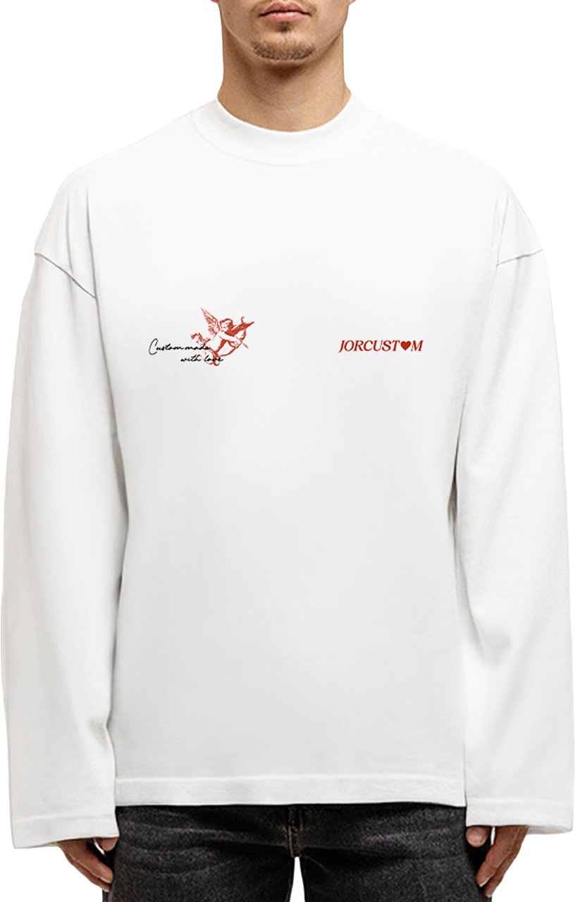 JORCUSTOM Heart Longsleeve T-Shirt White Wit