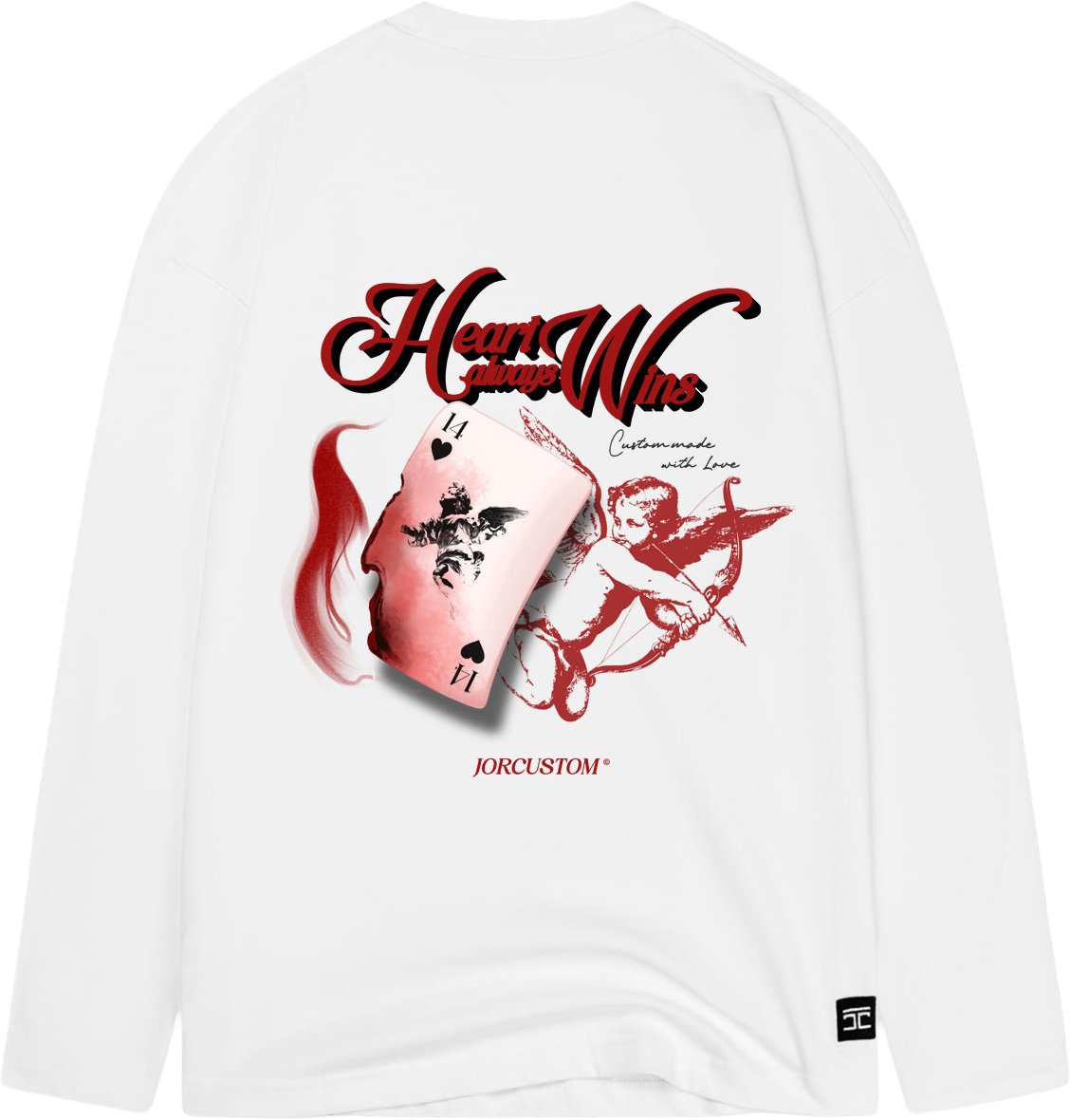JORCUSTOM Heart Longsleeve T-Shirt White Wit