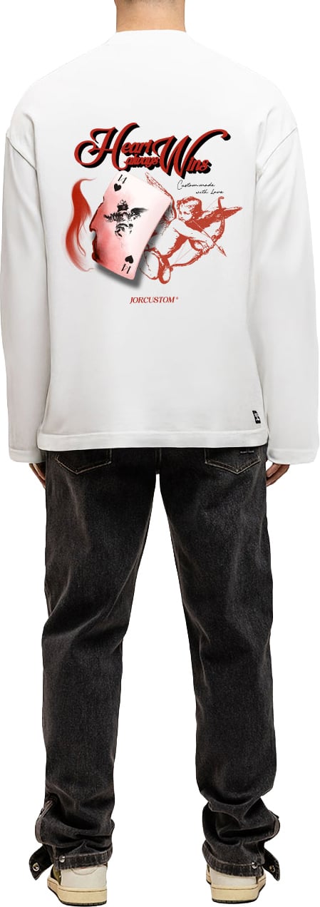JORCUSTOM Heart Longsleeve T-Shirt White Wit