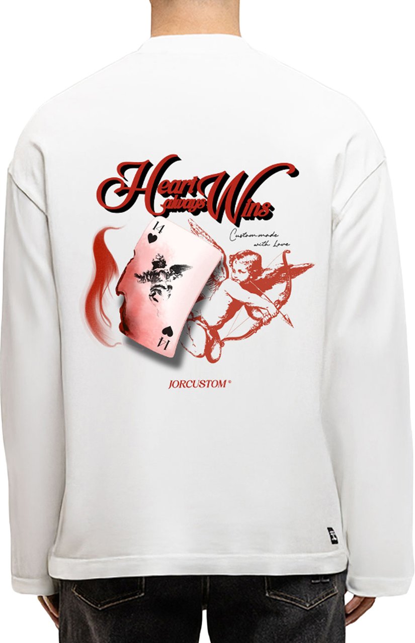 JORCUSTOM Heart Longsleeve T-Shirt White Wit