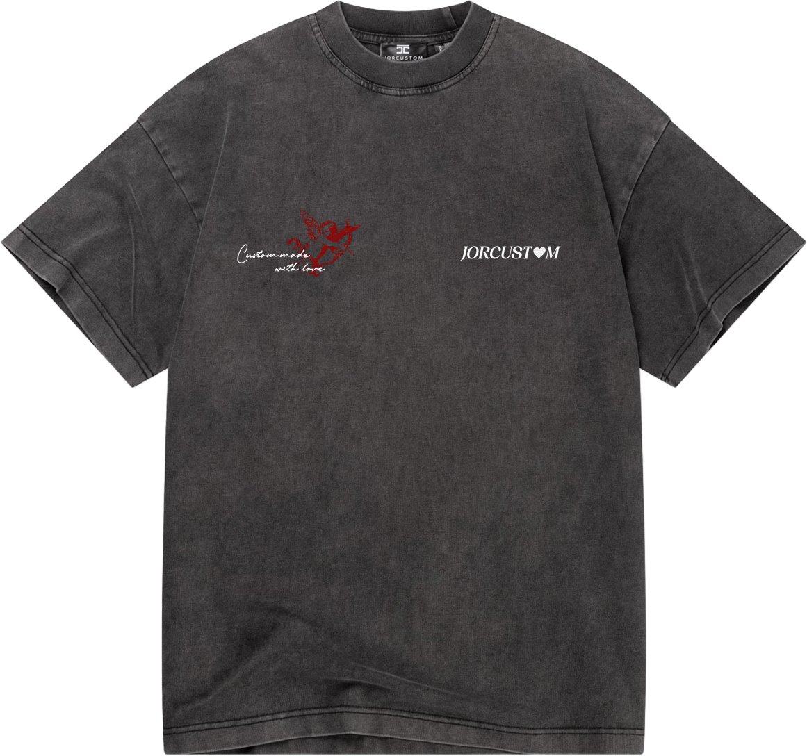 JORCUSTOM Heart Loose Fit T-Shirt AcidGrey Grijs