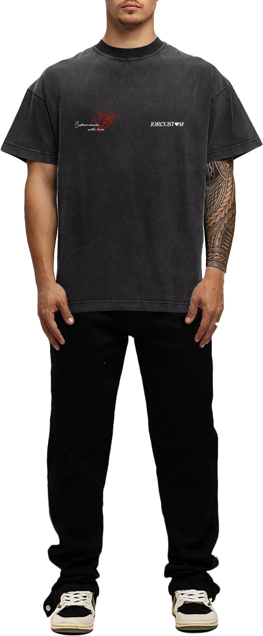 JORCUSTOM Heart Loose Fit T-Shirt AcidGrey Grijs