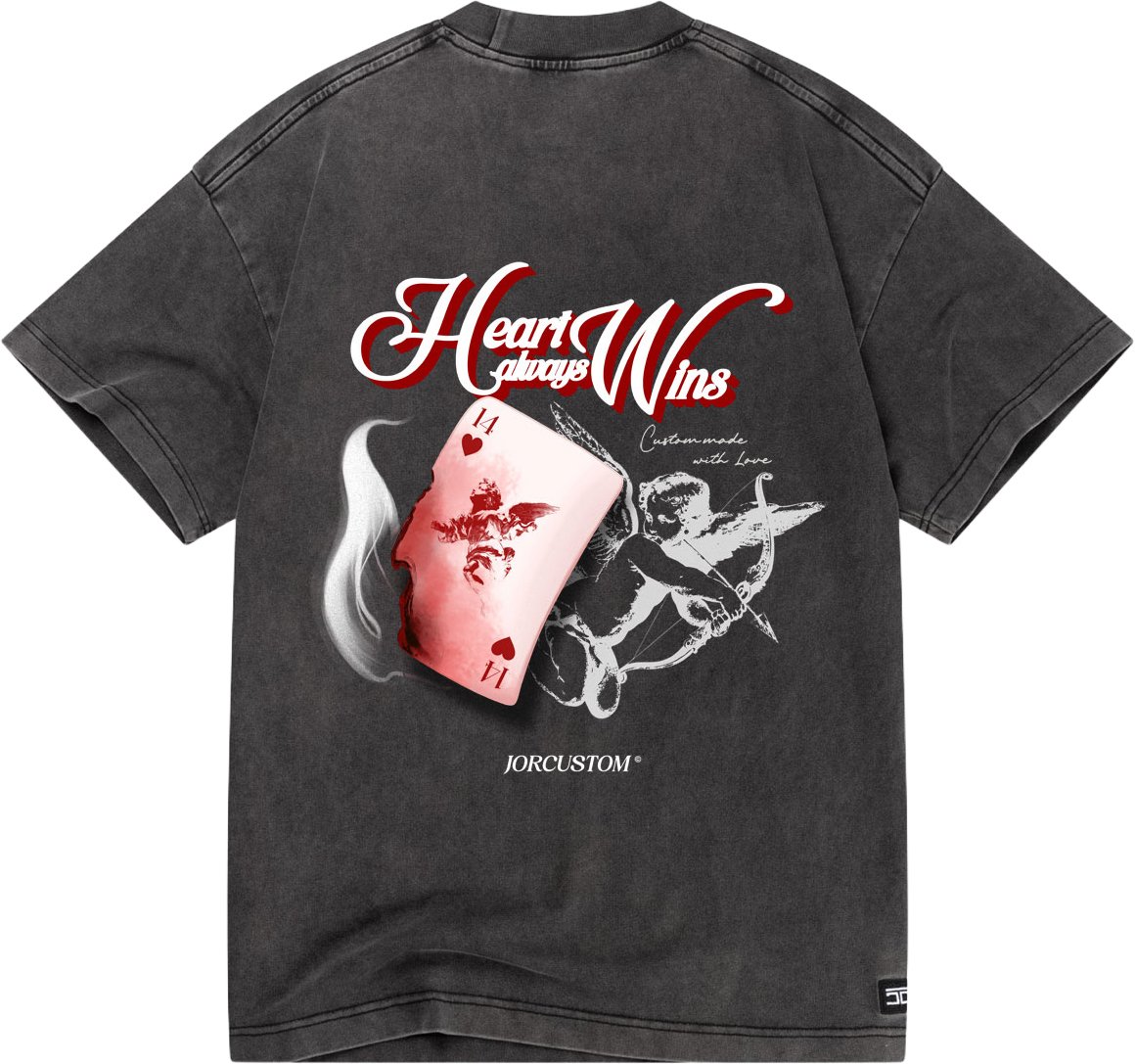 JORCUSTOM Heart Loose Fit T-Shirt AcidGrey Grijs