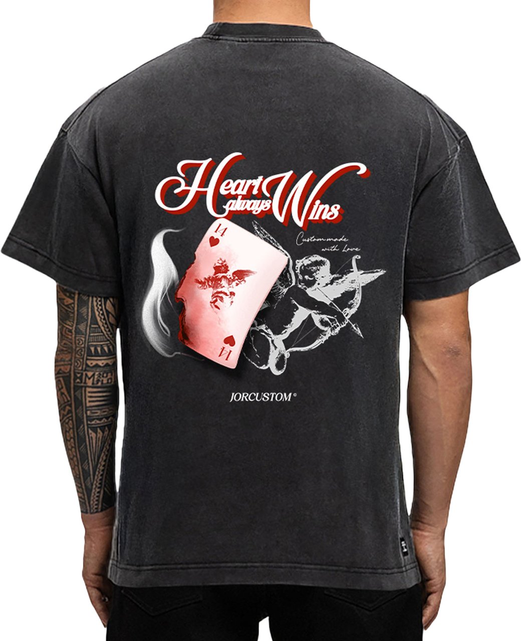 JORCUSTOM Heart Loose Fit T-Shirt AcidGrey Grijs