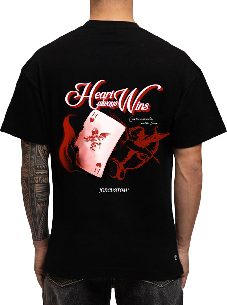 JORCUSTOM Heart Loose Fit T-Shirt Black Zwart