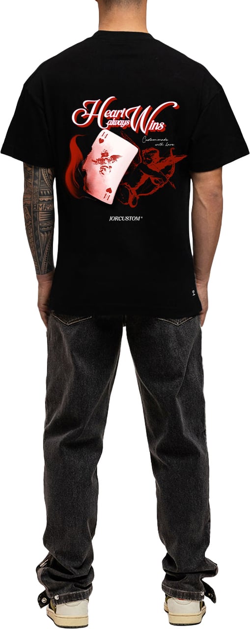 JORCUSTOM Heart Loose Fit T-Shirt Black Zwart
