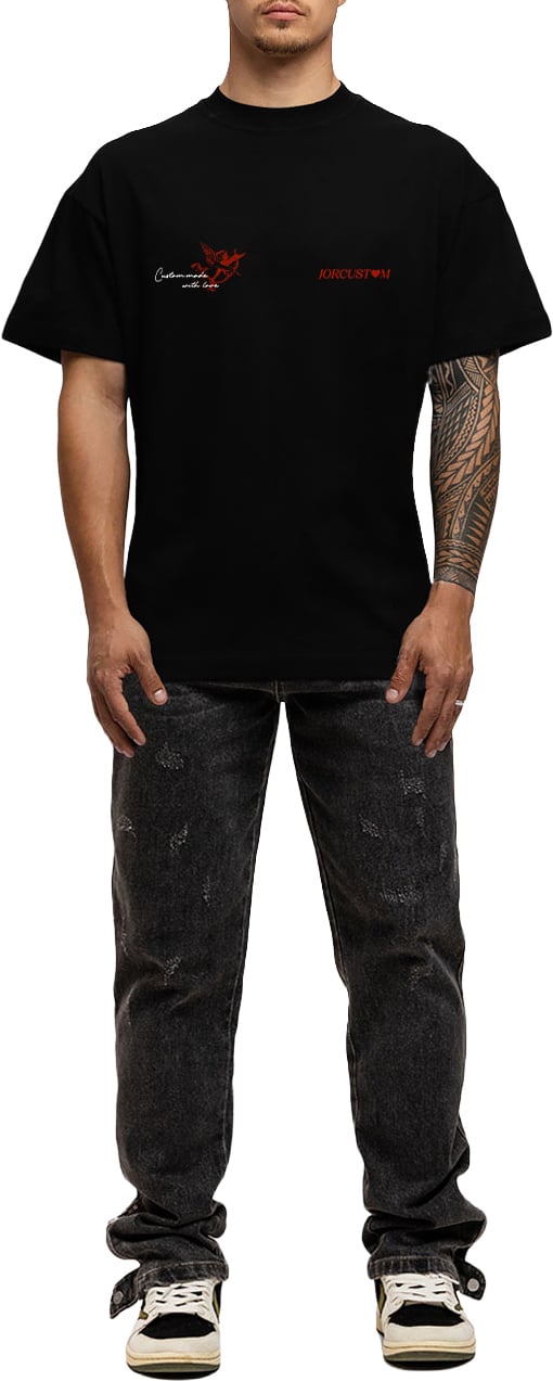 JORCUSTOM Heart Loose Fit T-Shirt Black Zwart