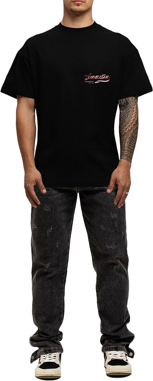 JORCUSTOM Swirl Loose Fit T-Shirt Black Zwart