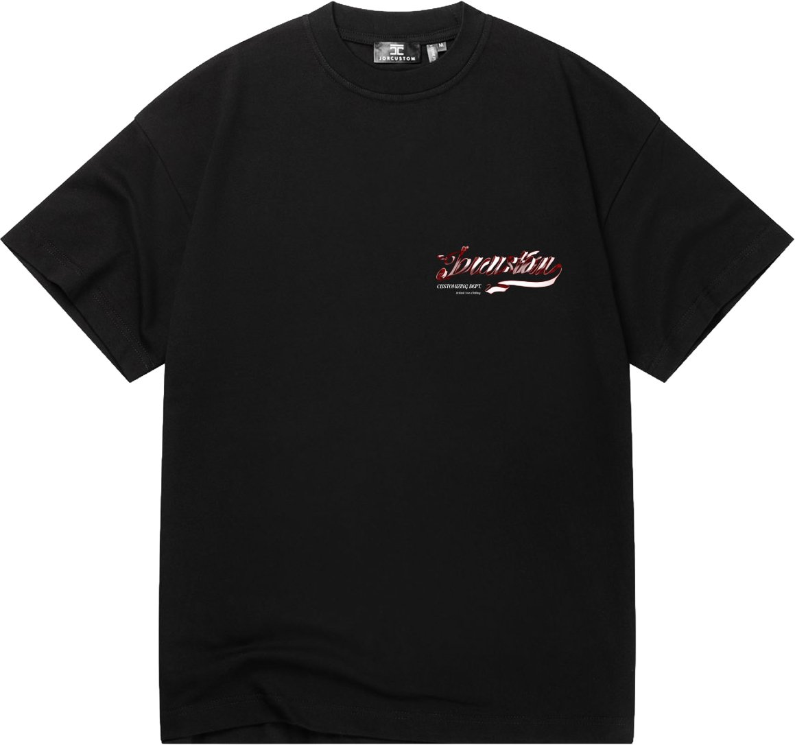 JORCUSTOM Swirl Loose Fit T-Shirt Black Zwart