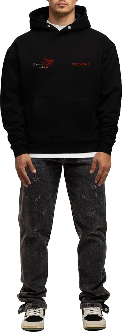 JORCUSTOM Heart Oversized Hoodie Black Zwart