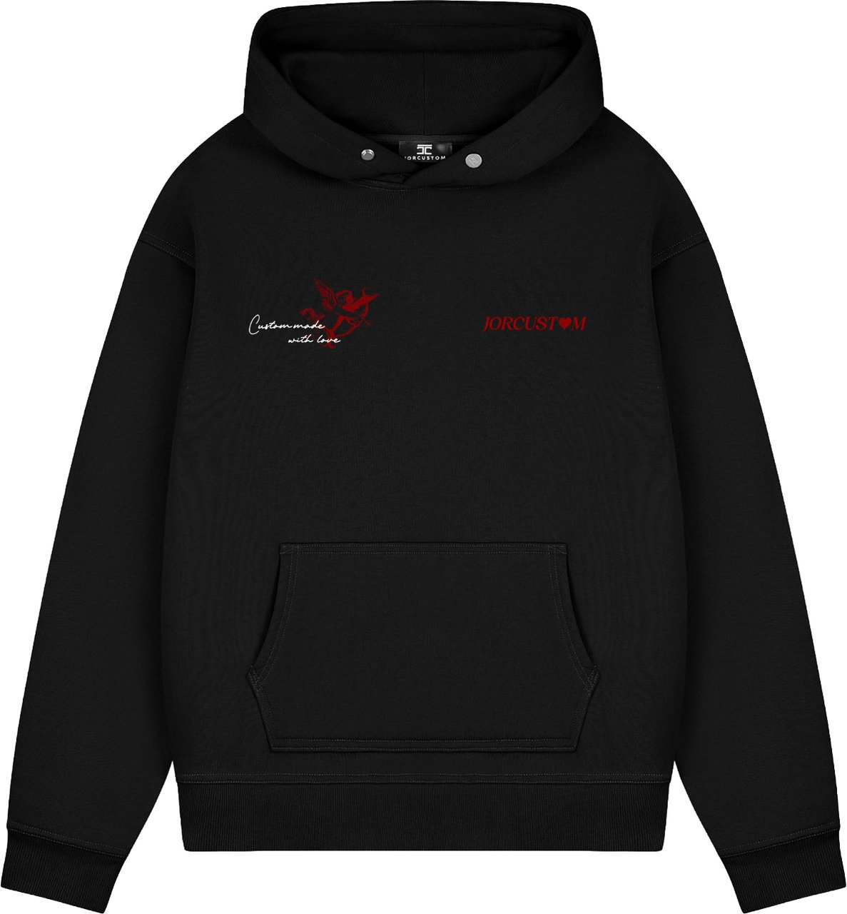 JORCUSTOM Heart Oversized Hoodie Black Zwart