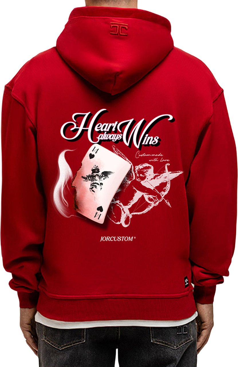 JORCUSTOM HeartAlwaysWins Zipped Hoodie Red Rood
