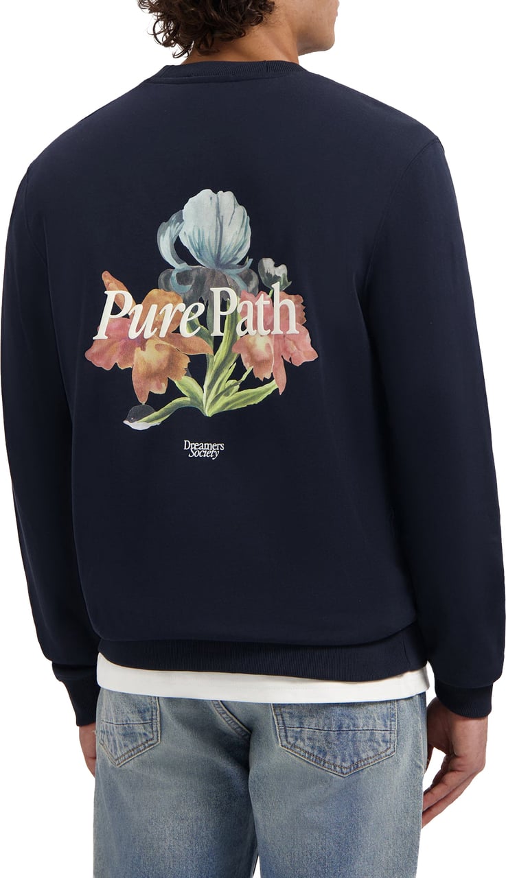 Pure Path Trio of Flowers Sweater navy Blauw