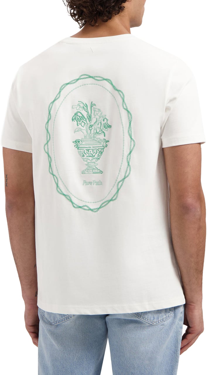 Pure Path Embroidered Vase T-shirt off white Wit