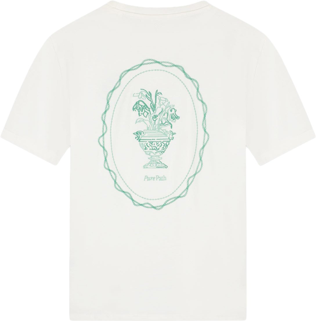 Pure Path Embroidered Vase T-shirt off white Wit