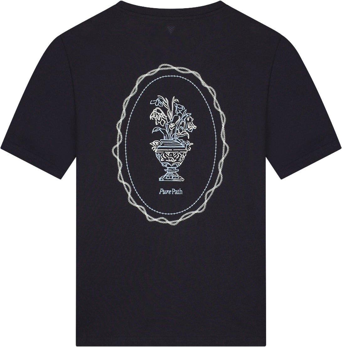 Pure Path Embroidered Vase T-shirt Blauw