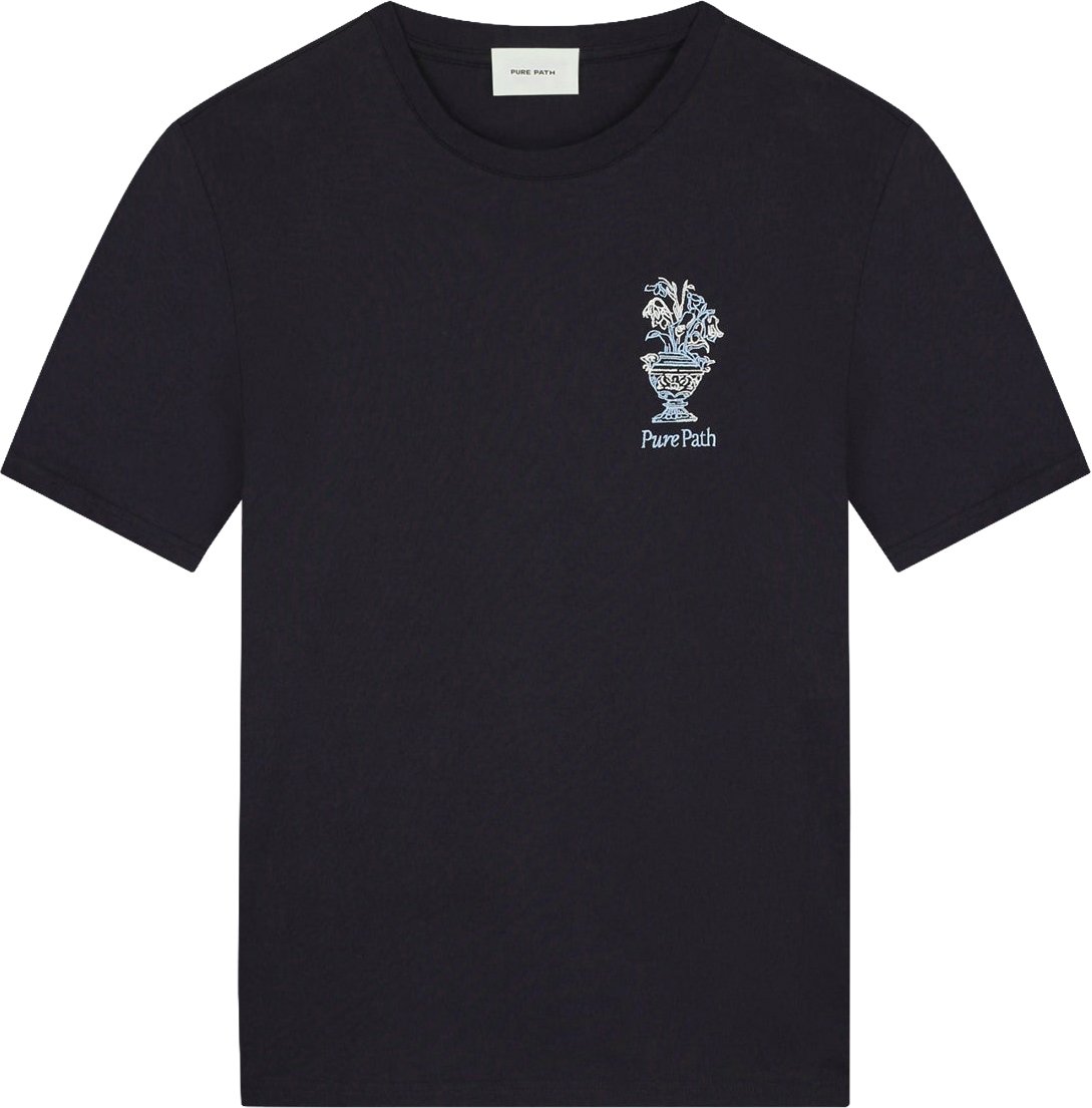 Pure Path Embroidered Vase T-shirt Blauw