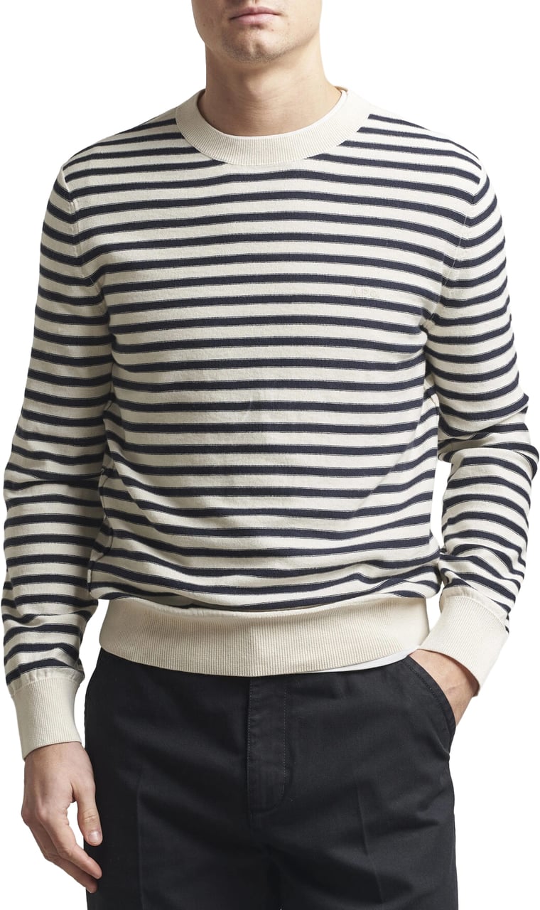 A.P.C. knitwear streep wit blauw Wit