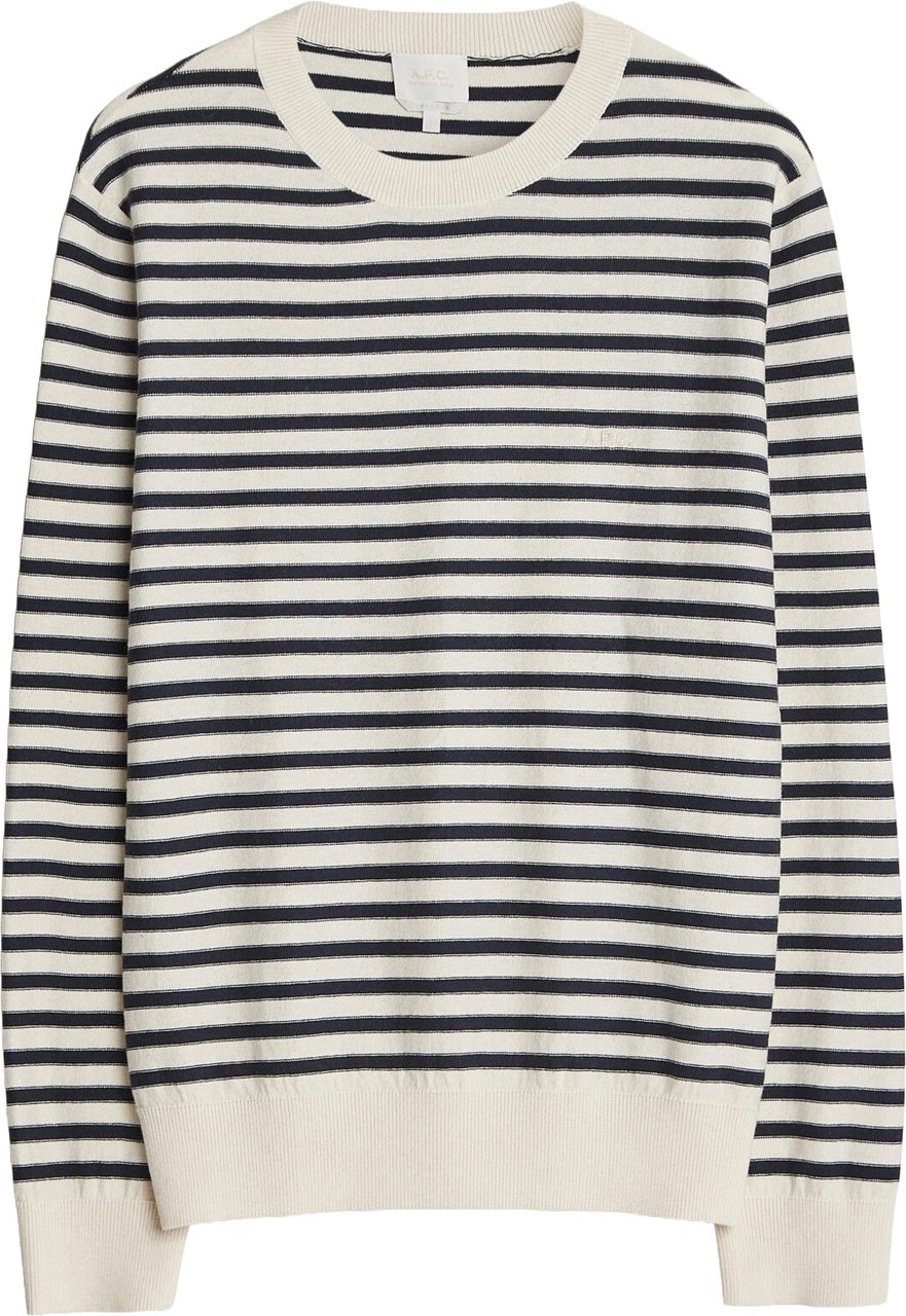 A.P.C. knitwear streep wit blauw Wit