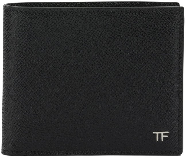 Tom Ford Small grain leather bifold wallet Zwart
