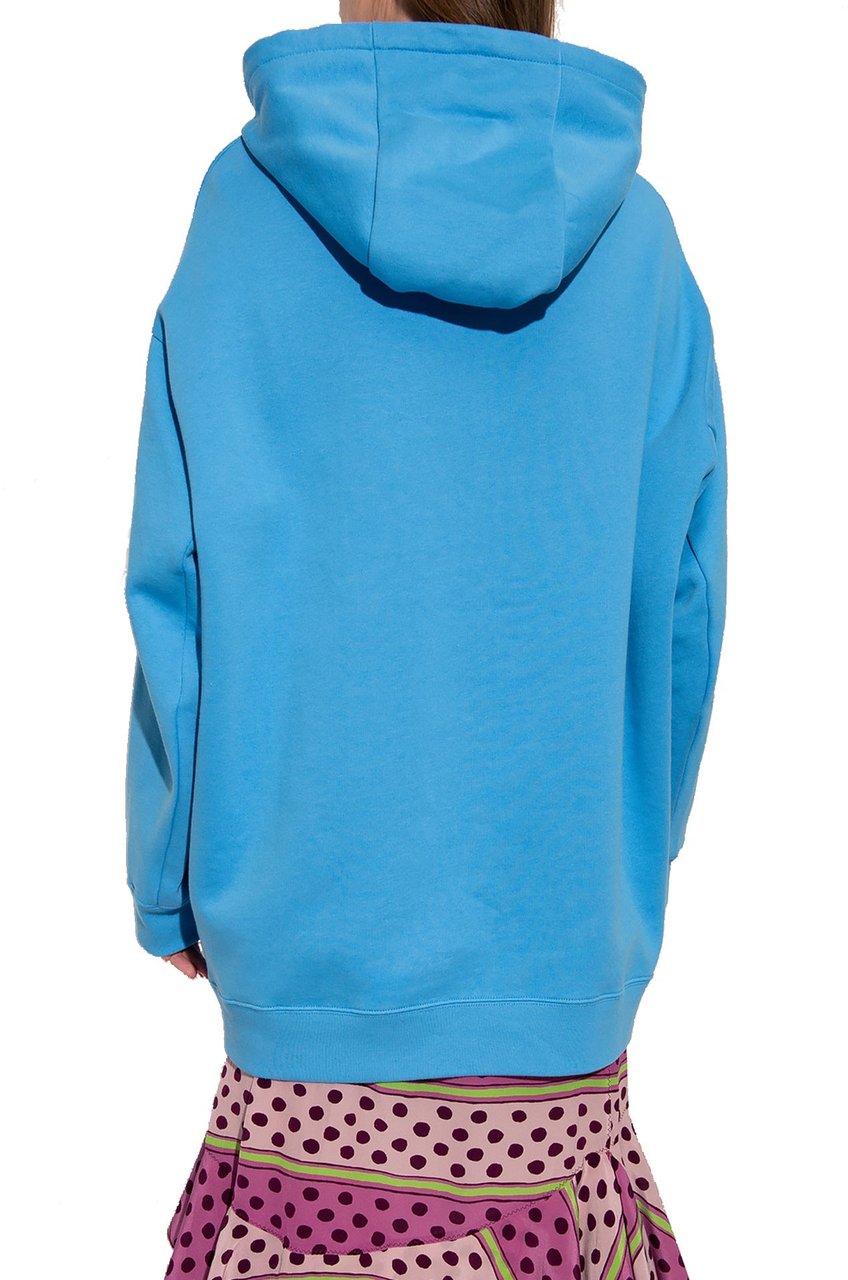 Marni Longline Logo Hooded Sweatshirt Blauw