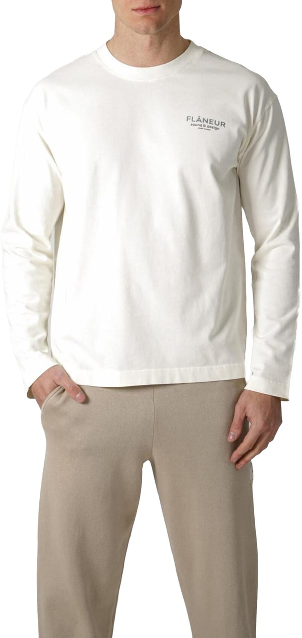 FLÂNEUR t-shirt cream lange mouwen Wit