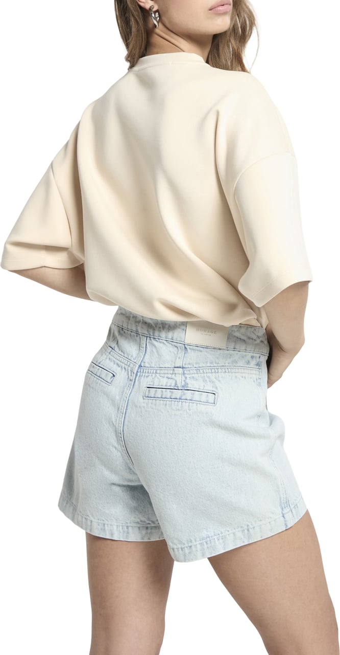 Homage to Denim Denim short blue Blauw