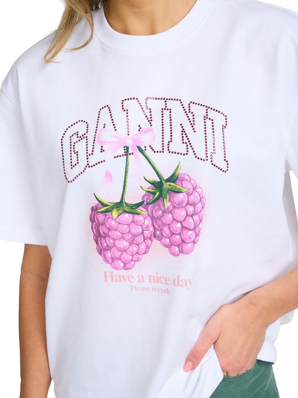 Ganni t-shirt white Wit