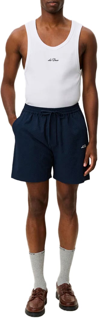 Les Deux short de bain les deux stan seersucker polyester dark navy Blauw