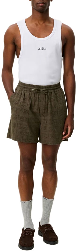 Les Deux short les deux charlie coton olive night Groen