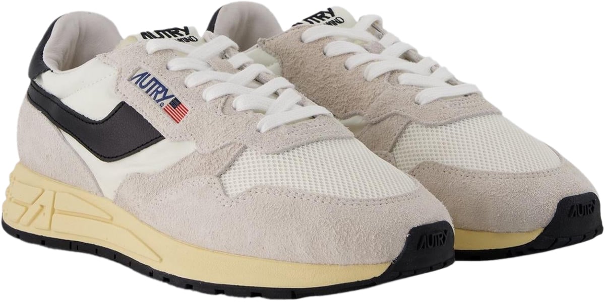 Autry baskets autry reelwind low nylon daim blanc noir homme Wit