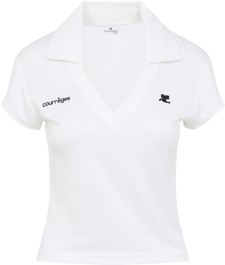 COURREGES Polo Sportiva Cropped Wit
