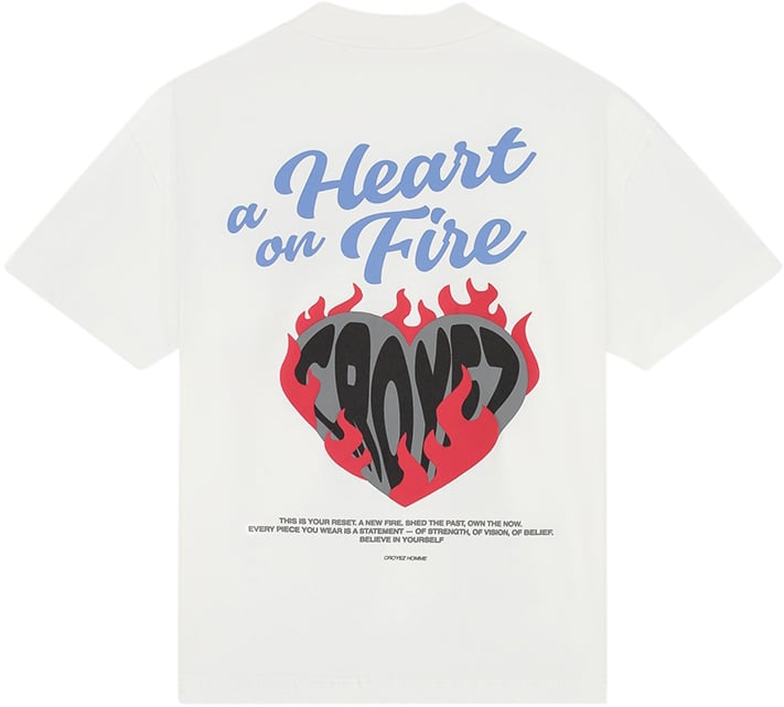 Croyez Croyez Heart On Fire T-Shirt Wit